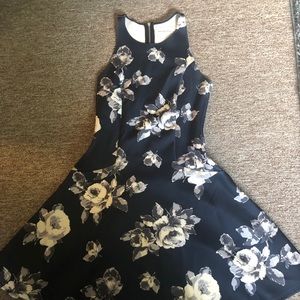 black and white floral skater dress